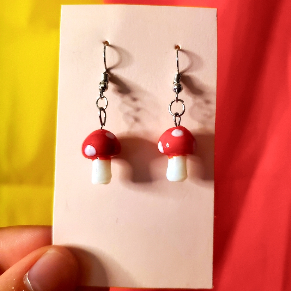 Red Mushroom Earrings